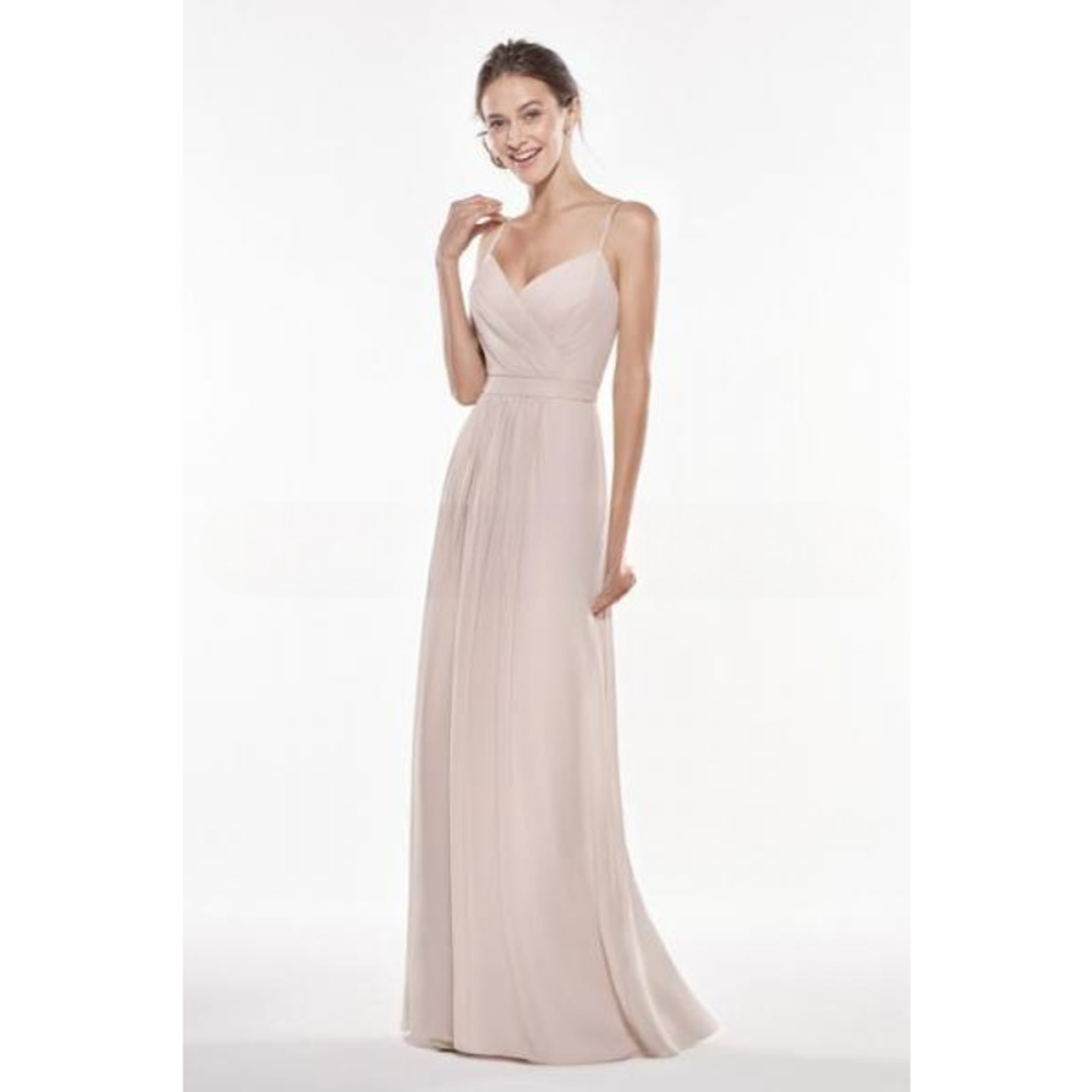 JB Jasmine Bridesmaids P196006 Long V-neck Georgette Dress w/ Spaghetti Straps